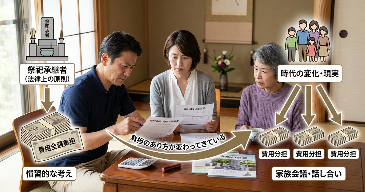 法律上は祭祀承継者が負担するが、時代の変化で変わってきている現実