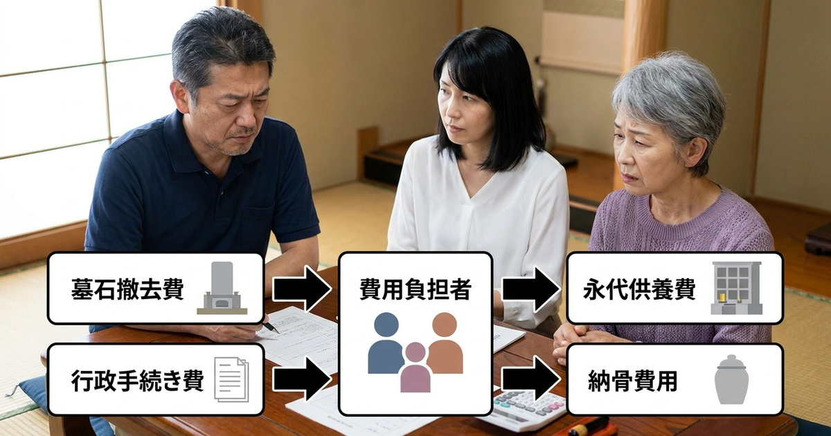 墓じまいにかかる費用の全体像と、誰がどこまで負担するか