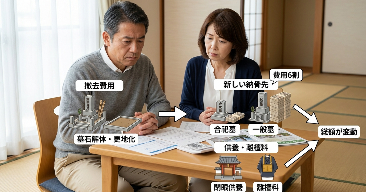 墓じまい費用を左右する3つの項目と、総額が2倍変わる理由