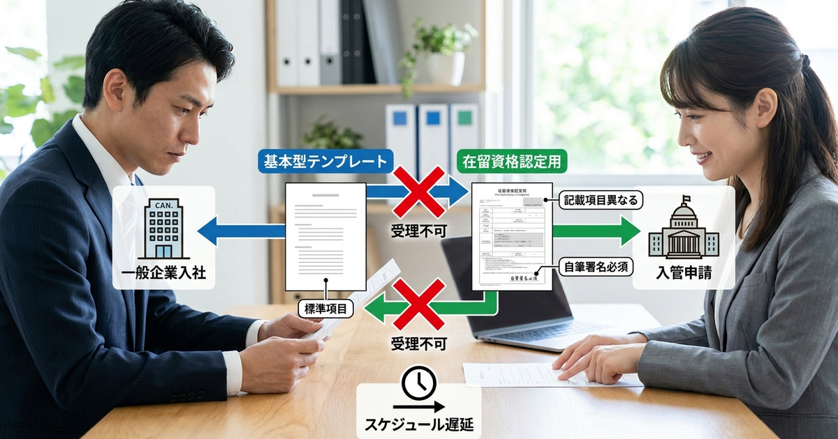 「基本型」と「在留資格認定用」を間違えると、受理されない理由